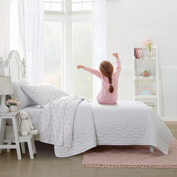 Laura Ashley Kids Butterfly Kiss Cozy White Quilt Set - Bed Bath