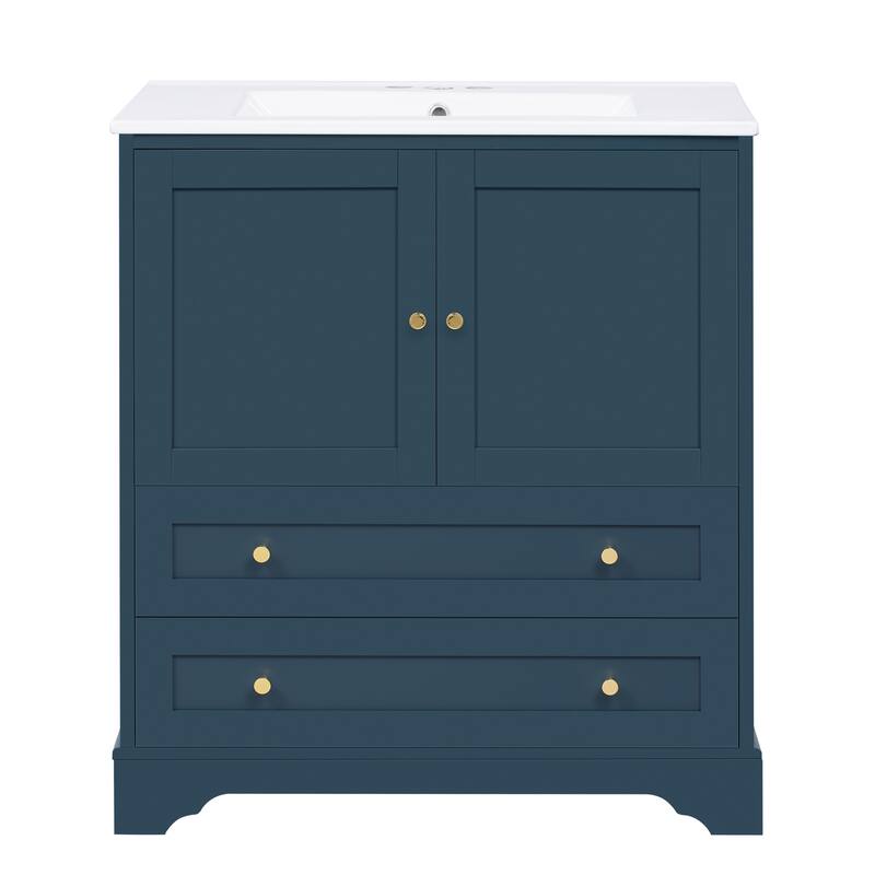 GDFStudio - Briarcrest Modern Freestanding Bathroom Vanity with Ceramic Sink & Soft Closing Doors - 30'W
