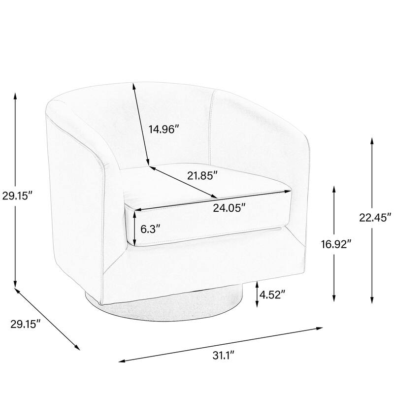 Round Barrel Armchair 360-Degree Swivel Accent Chairs