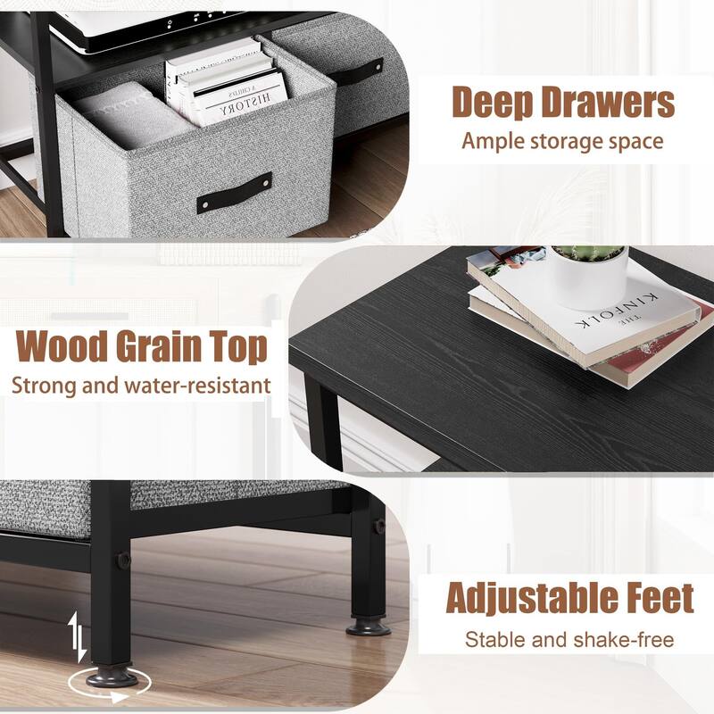 50 Inch TV Stand for Bedroom Small TV Stand Dresser with Drawers and Shelves