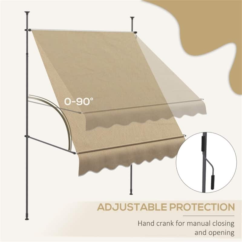 Outdoor Retractable Patio Awning with Adjustable Height Shade and Strong Metal Frame - 59" W x 47.25" D