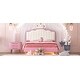 preview thumbnail 30 of 28, Full Size Upholstered Princess Platform Bed with Crown-Shaped Headboard, Soft Night Light Strips, and Gold Metal Legs