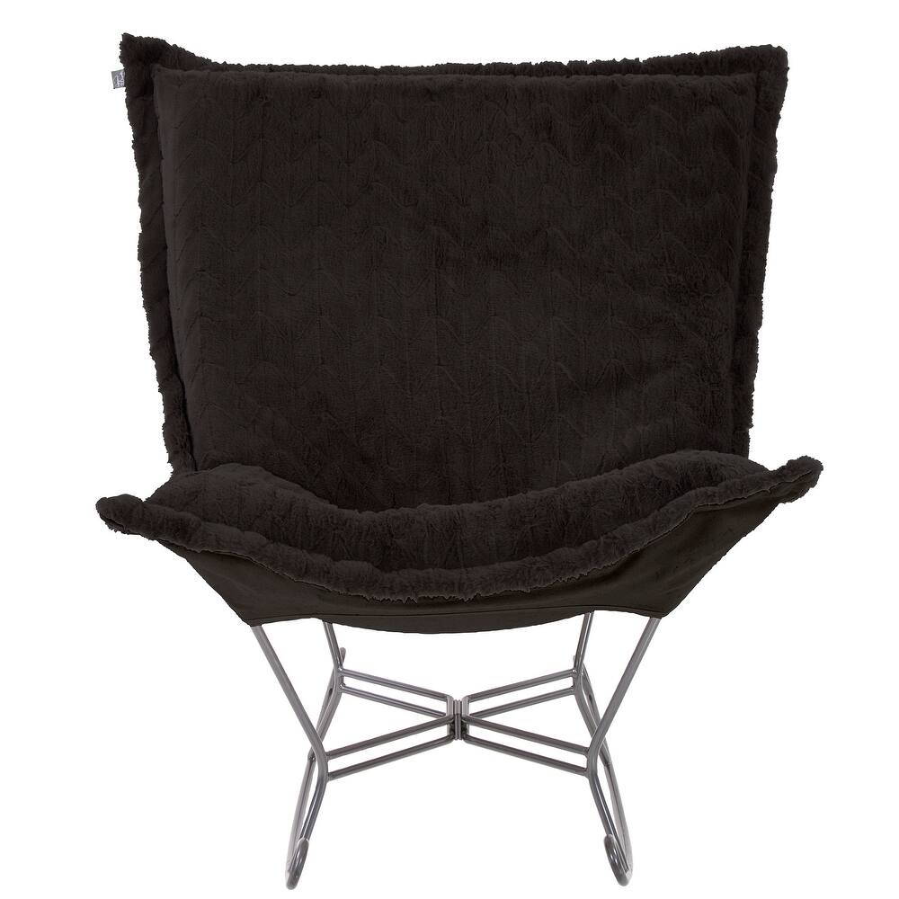 Allan Andrews Scroll Puff Rocker with Titanium Frame, Angora Collection
