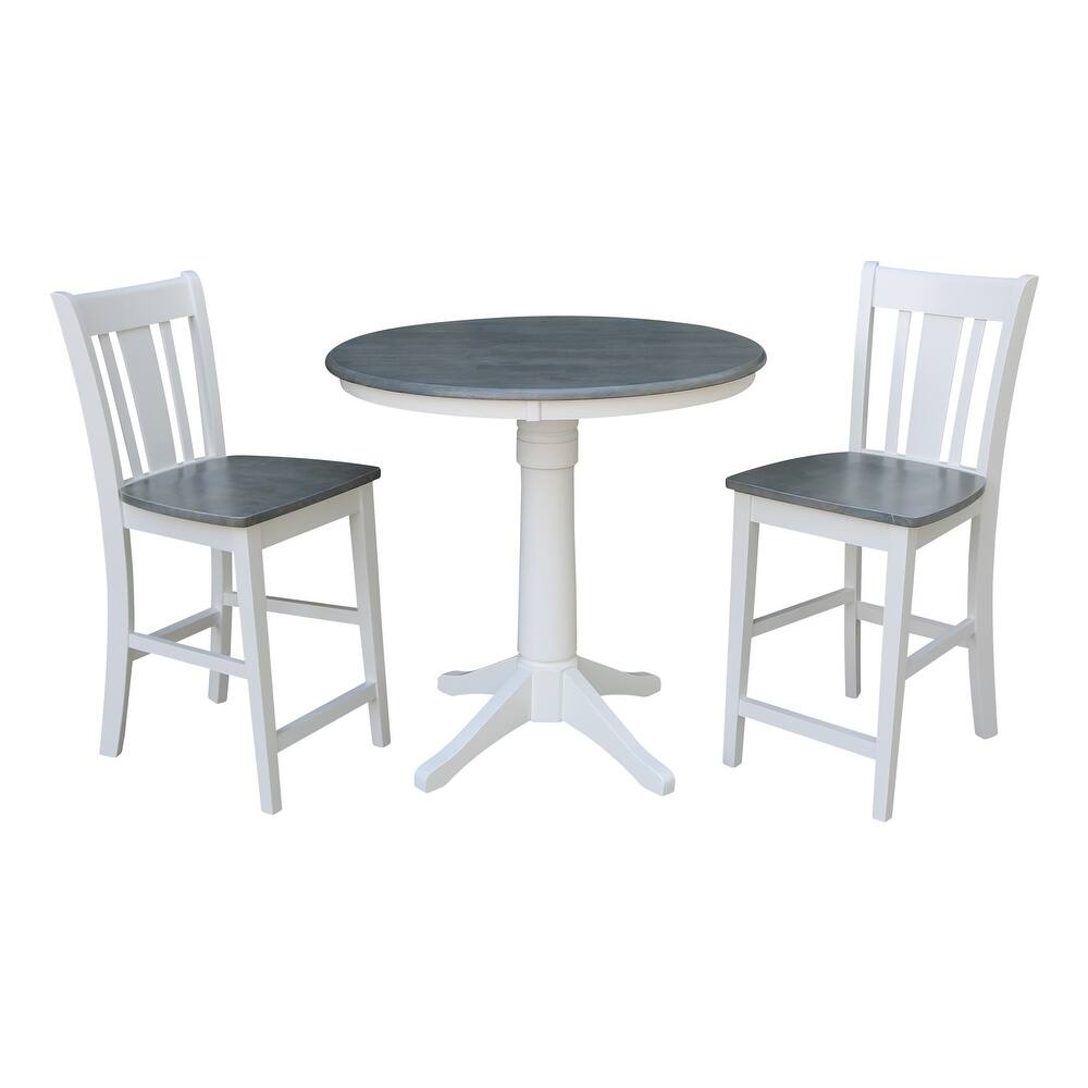 36" Round Pedestal Gathering Height Table With San Remo Counter Height Stools