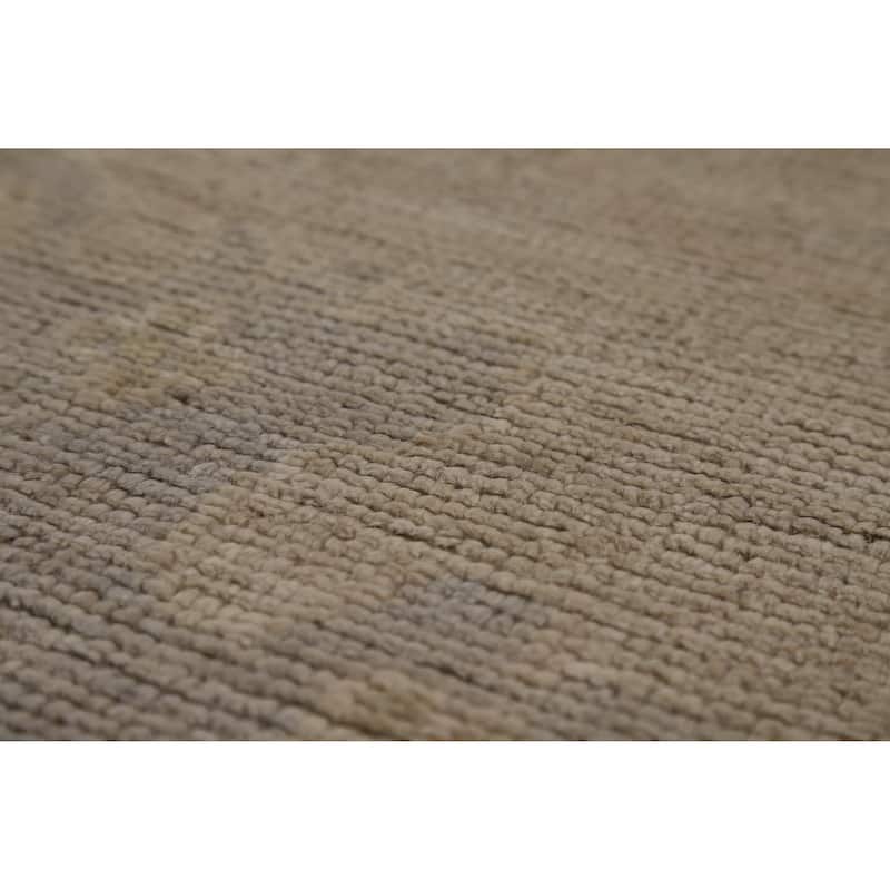 Vegetable Dye Oushak Turkish Large Rug Hand-Knotted Beige Wool Carpet - 10'0"x 14'7"