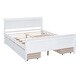 preview thumbnail 10 of 11, Full Size Bed Frame Solid Pine Wood Construction Storage Bed Curved Legs Design Platform Bed with Headboard & 4 Drawers, White