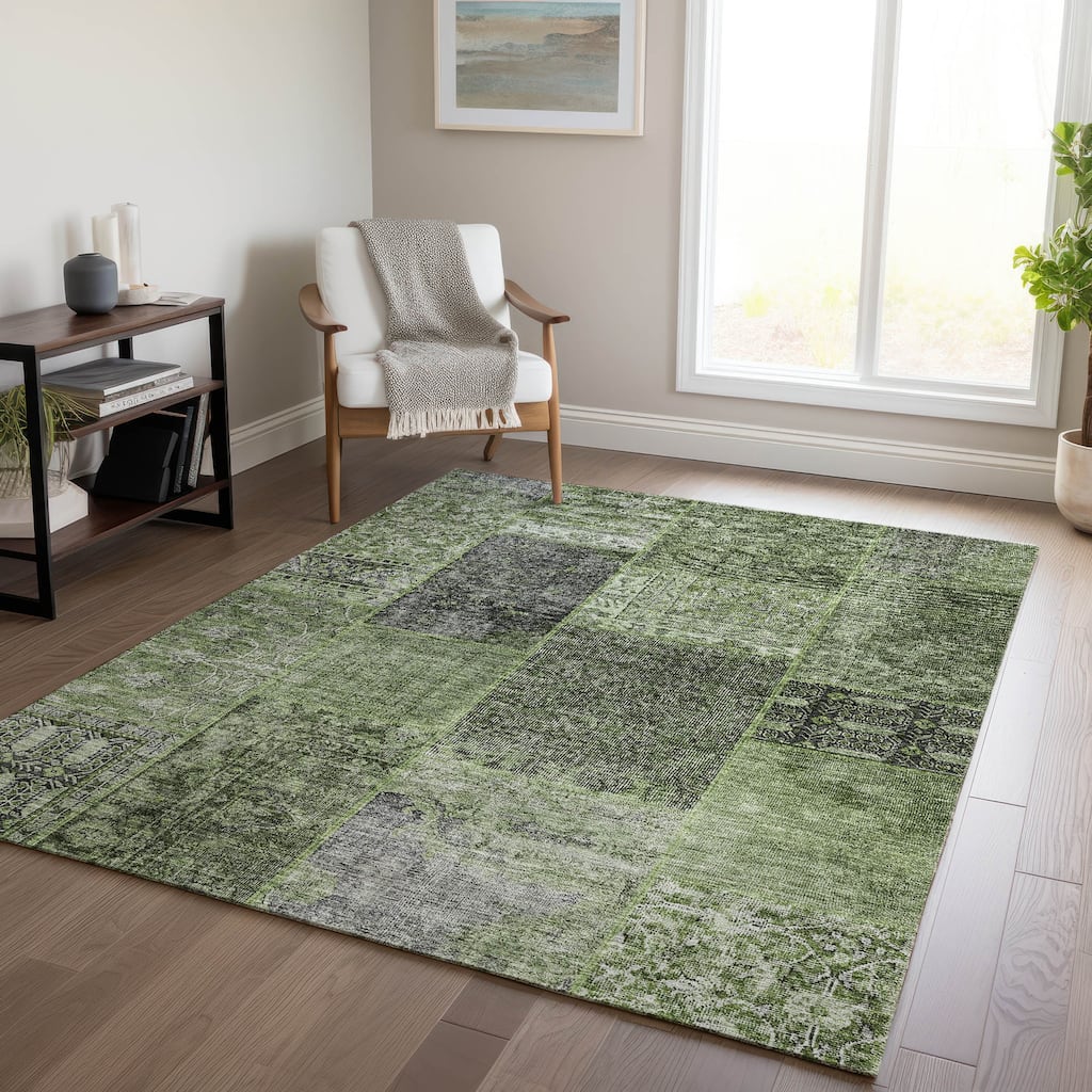 Machine Washable Indoor/ Outdoor Chantille Persian Vintage Patchwork Rug