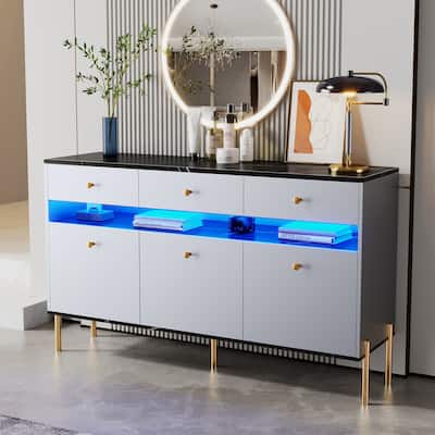 Gray Modern Dresser with LED Lights and Ample Storage