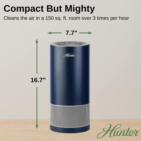 Hunter HP400 Round Air Purifiers for Home, True HEPA Air Purifier Tower for Pets, Odors, Allergens, Smoke, Dust, VOC's.