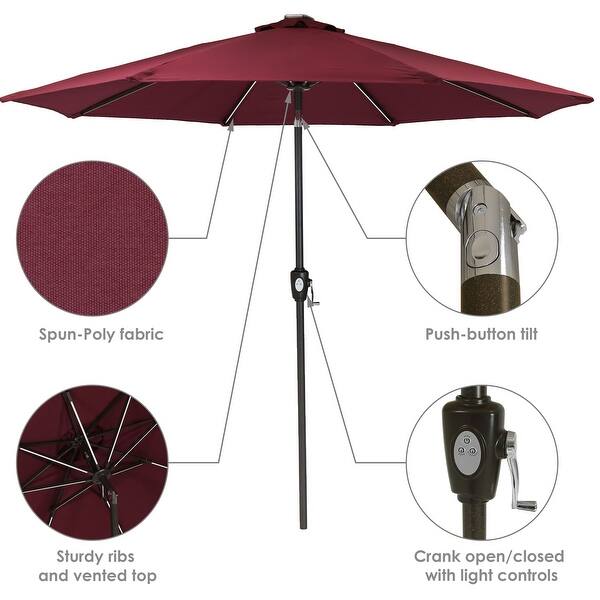 Shop Sunnydaze 9 Foot Fade Resistant Patio Umbrella Solar Led