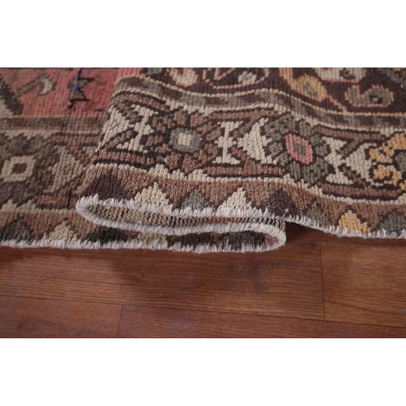 Distressed Bakhtiari Persian Runner Rug Handmade Wool Carpet - 3'5" x 10'0"