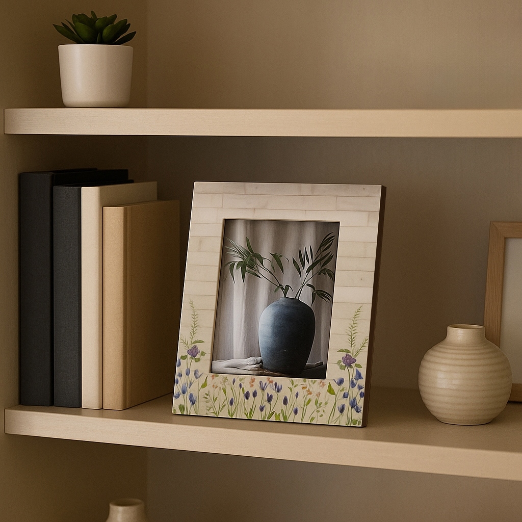 Wood Resin Flower Field Picture Frames - Ivory