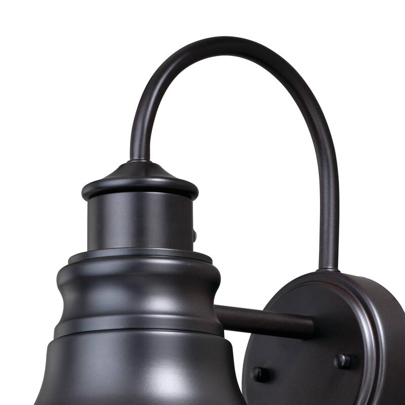 Delano 1 Light Dusk to Dawn Bronze Gold Farmhouse Barn Dome Outdoor Wall Lantern - 9-in W x 13-in H x 11-in D