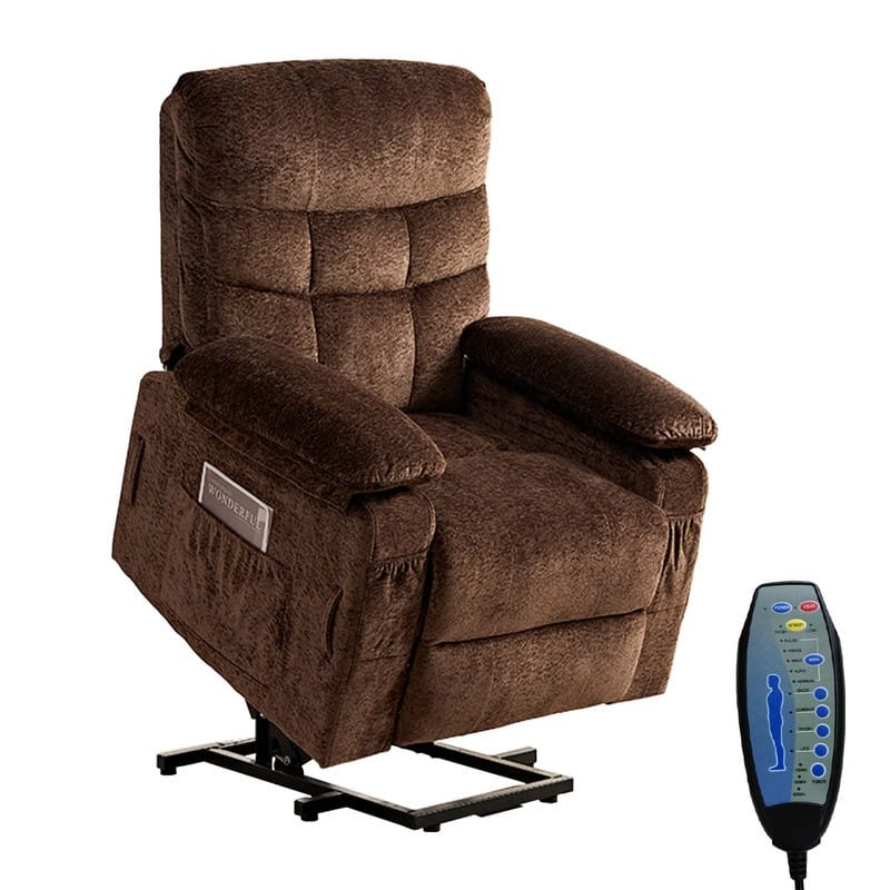 Mixoy Velvet Power Lift Recliners Chair,Dual Motor Heat Massage Electric Recliner Chair with Remote
