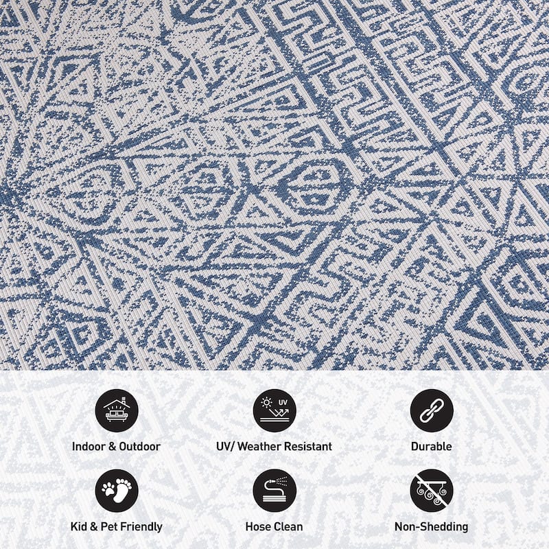 World Rug Gallery Contemporary Geometric Indoor/Outdoor Area Rug