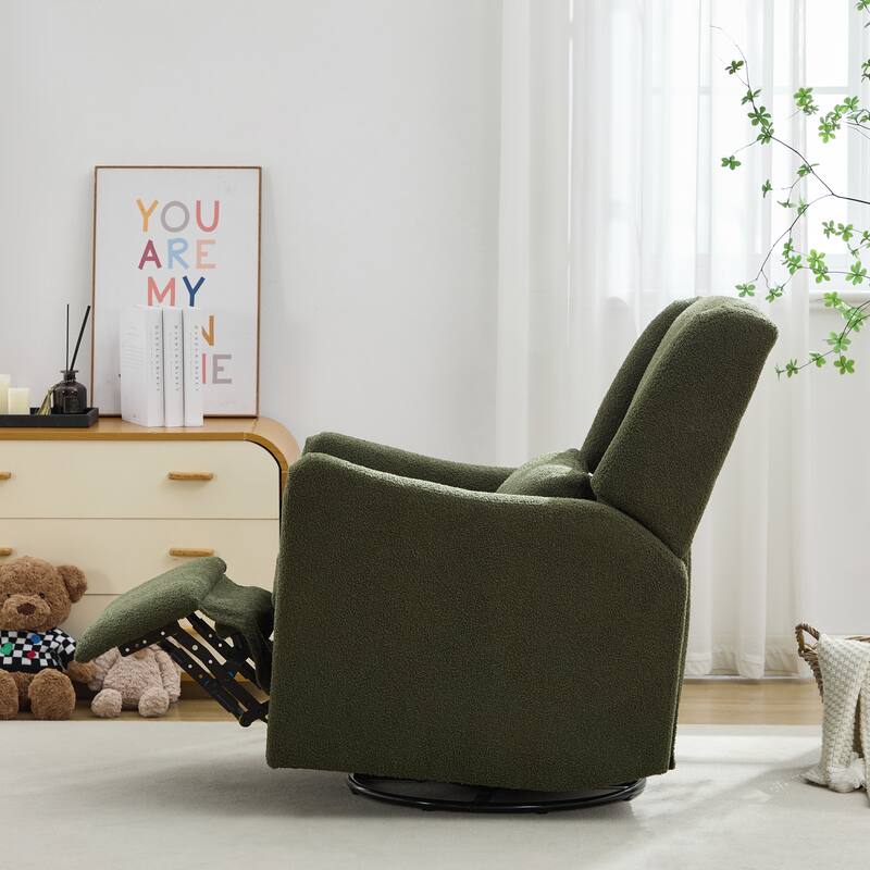 Wingback Swivel Rocker Recliner Chair, Glider Rocker Recliner, Rocking Chair Nursery for Living Room Bedroom Apartment - Green