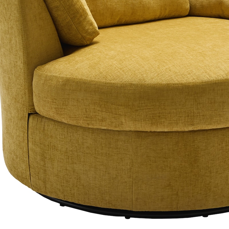 Upholstered Swivel Accent Chair with Wooden Tray Storage Ottoman