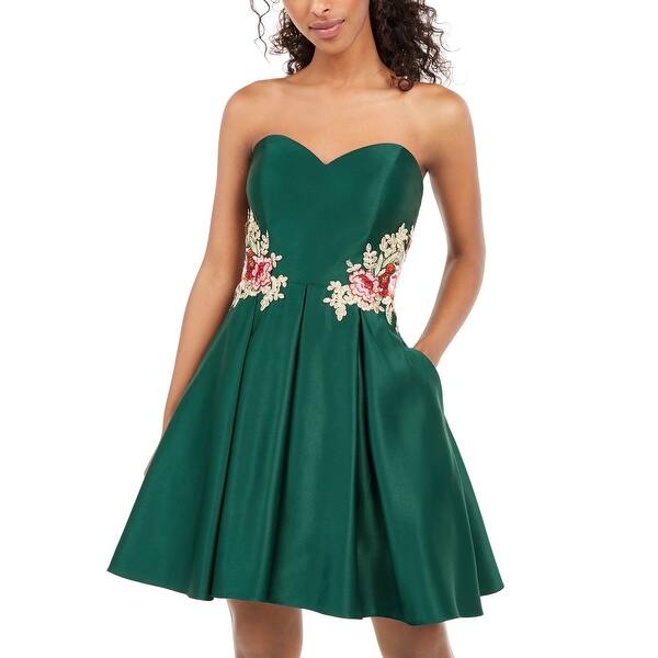 green emerald velvet dress One-Shoulder Long Green Prom Dress with Lace-Up Back Hunter / 0 main image 1