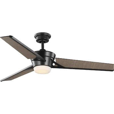 Kasota Collection 56-Inch Three-Blade Tan Linen Oil Rubbed Bronze LED DC Motor Modern Ceiling Fan - 56 in x 56 in x 15 in
