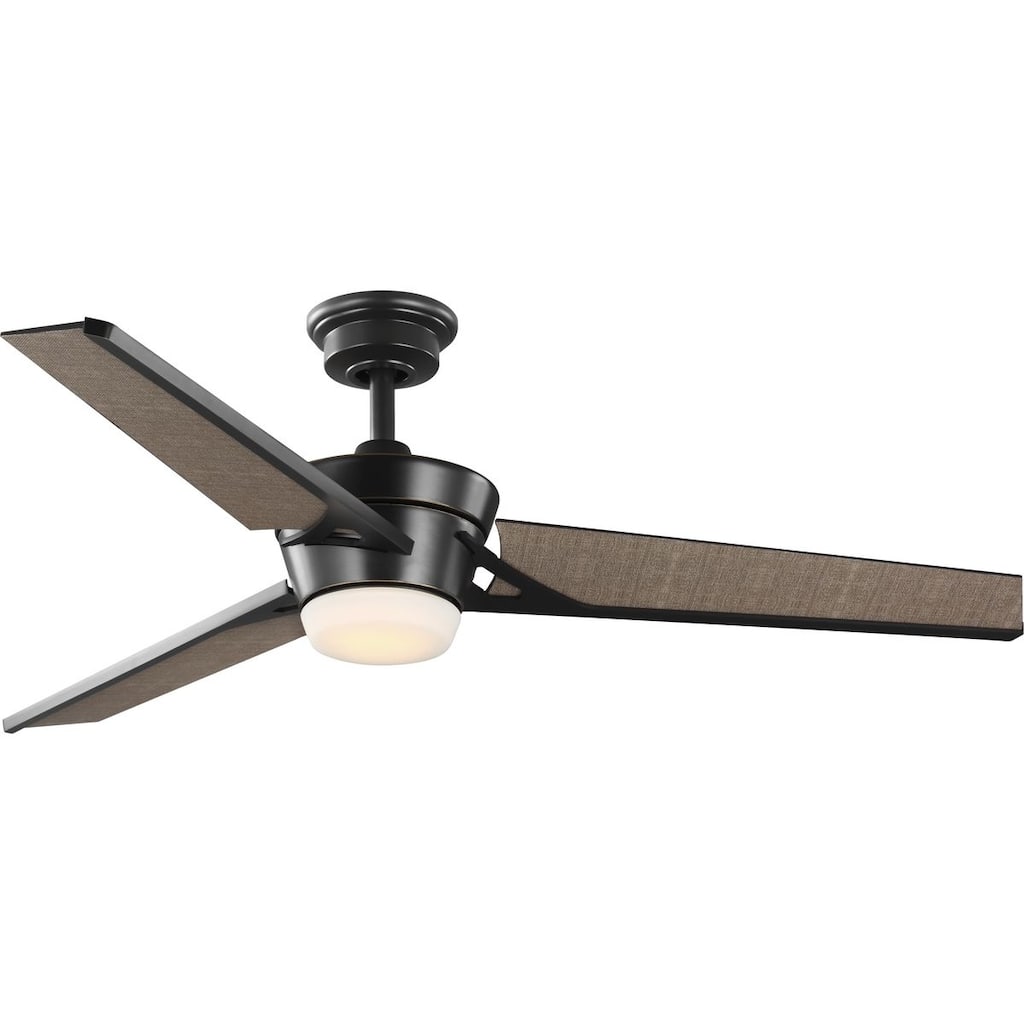 Kasota Collection 56-Inch Three-Blade Tan Linen Oil Rubbed Bronze LED DC Motor Modern Ceiling Fan - 56 in x 56 in x 15 in