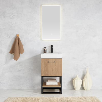 Alistair 18" Single Vanity with White Grain Stone Top without Mirror - 17.7" x 17.7"