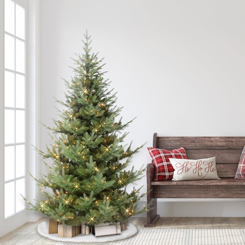 Puleo International 6.5 ft. Pre-Lit Hillside Spruce Artificial Tree with 300 Warm White LED Lights