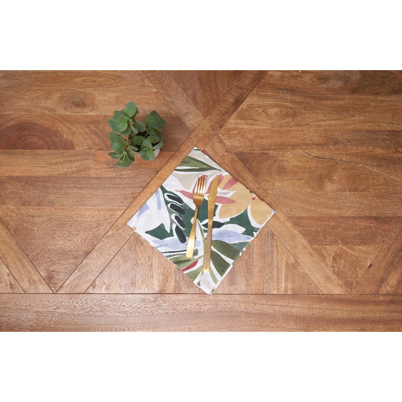 20" Joelle Cotton Napkins Set of 6 - Vibrant Floral & Palm Leaf