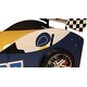 preview thumbnail 9 of 17, Twin Kids Racing Car Floor Bed with LED Night Light, Safety Guardrail, and Sturdy Wood Slat Support