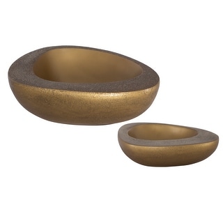 Uttermost Ovate Brass Bowls, Set Of 2 - 15"W x 4.5"H x 12"D