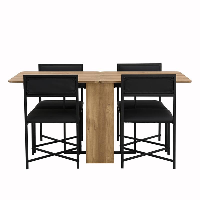 PU Chair And Extendable Dining Table Set