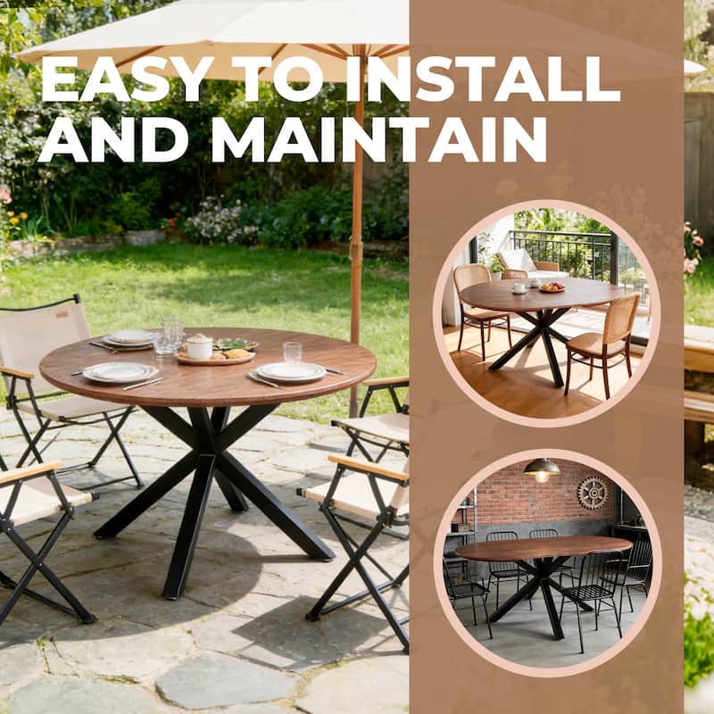 GDFStudio - Mapleton Modern Contemporary Space Saving 47.24" Extendable Dining Table with Telescoping Top & Metal Frame