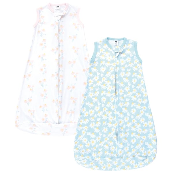 slide 1 of 1, Hudson Baby Infant Girl Cotton Sleeveless Wearable Sleeping Bag, Sack, Blanket, Mixed Daisy 0-3 Months - Mixed Daisy Sleeveless