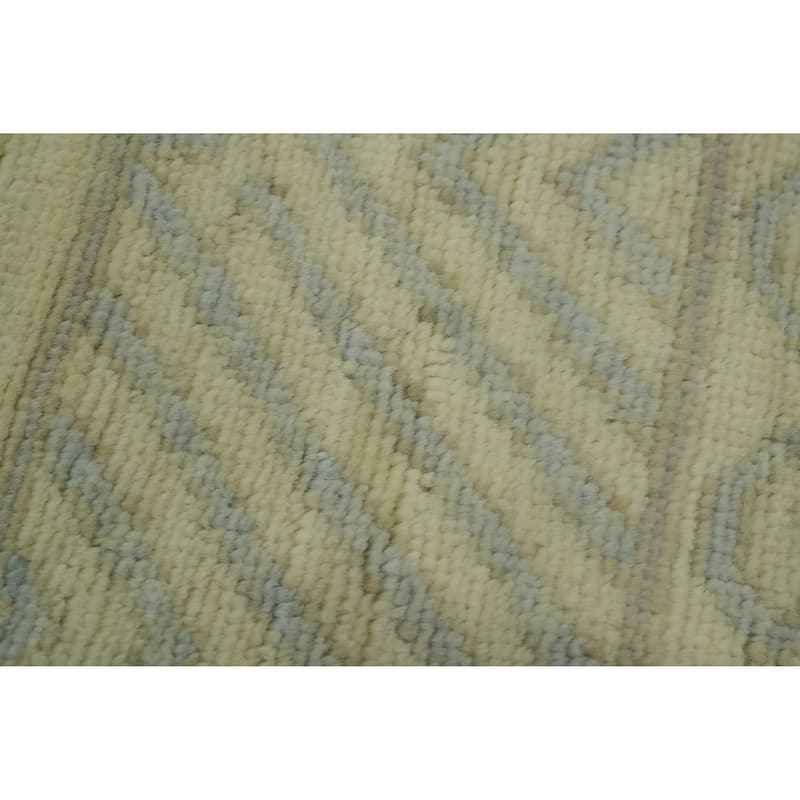 Handmade Wool Oushak Vegetable Dye Area Rug, Floral Geometric carpet - 11' 7'' X 9' 2''