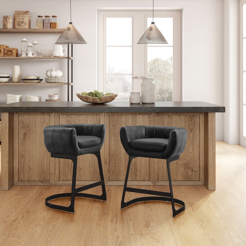 Art Leon Genuine Leather Barstool Counter Stool