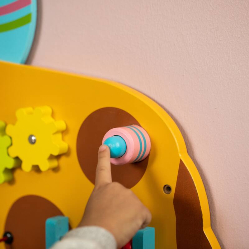 Wooden Giraffe Sensory Wall Game, Activity Toy Growth Chart for Playroom, Nursery, Preschool, and Doctors' Office