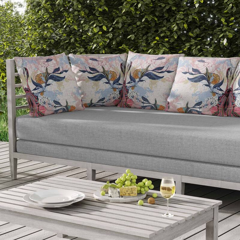 Leaf Lurker Indoor/Outdoor Reversible Throw Pillow Blue and Pink