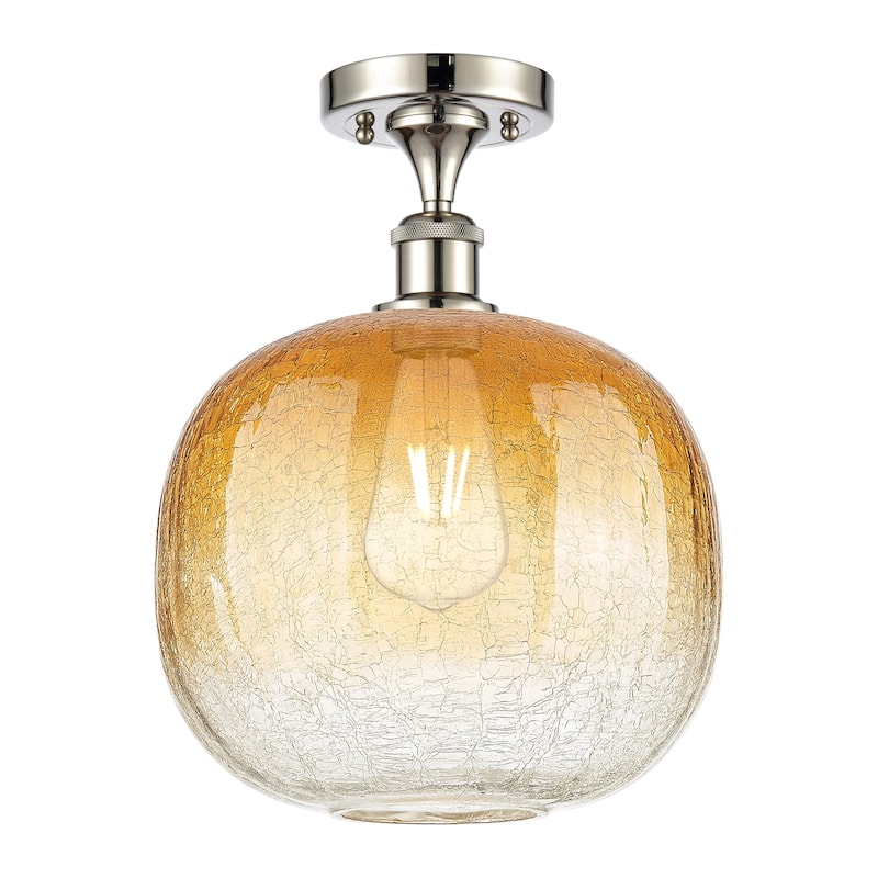Innovations Lighting 516-1C-13-11 Brookhaven Sphere Semi-Flush - Polished Nickel / Amber