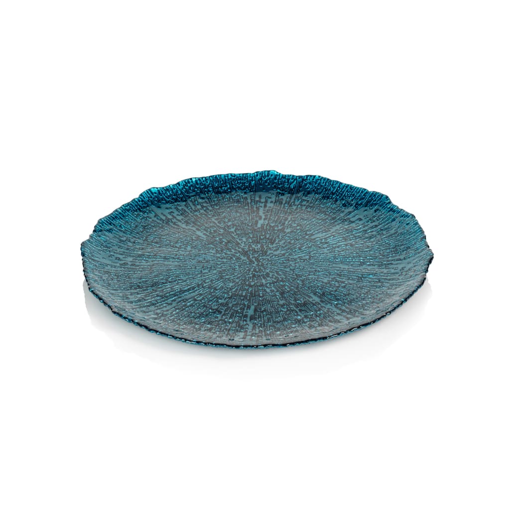 Exuma 11" Azur Blue Glass Plates, Set of 6
