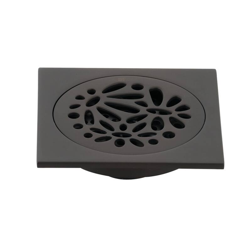Kingston Brass Watercourse Floral 4" Square Grid Shower Drain - Oil Rubbed Bronze