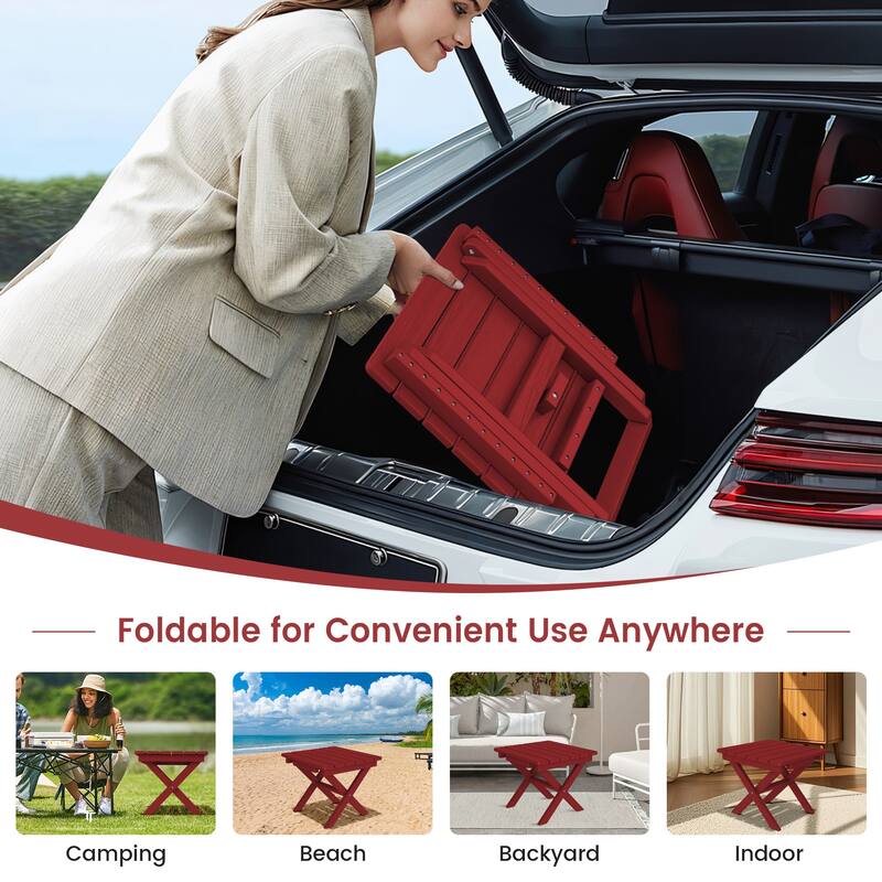 Outdoor Patio HDPE Foldable Side Table, Waterproof & Weather Resistant