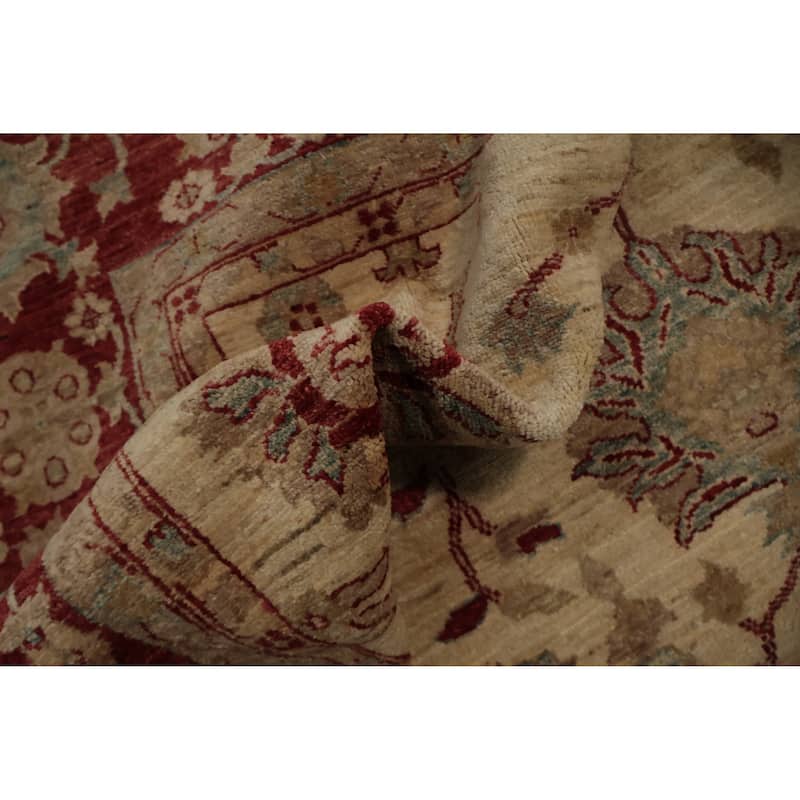 Hand Knotted Oriental 100% Wool Carpet Traditional Floral Beige & Ivories Chobi-Peshawar Area Rug - 11' 6'' X 8' 9''