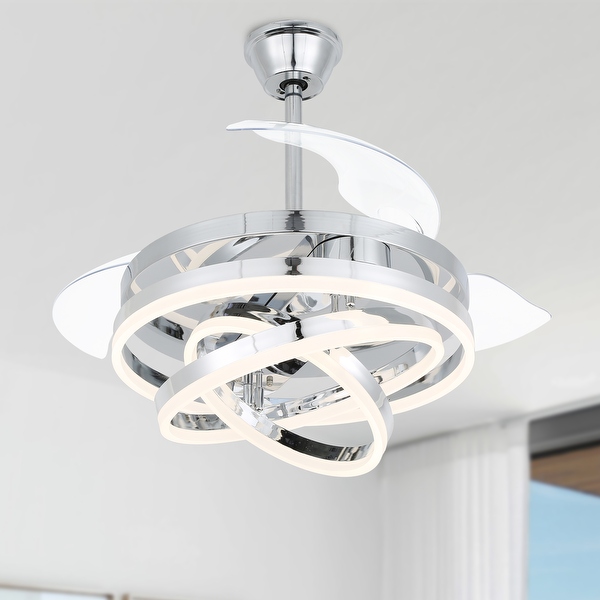 Cusp Barn 42 Retractable Ceiling Fan with Lights and Remote DIY Shape Fandelier Modern Silent DC Motor LED Ceiling Light On Sale Bed Bath Beyond 36612753
