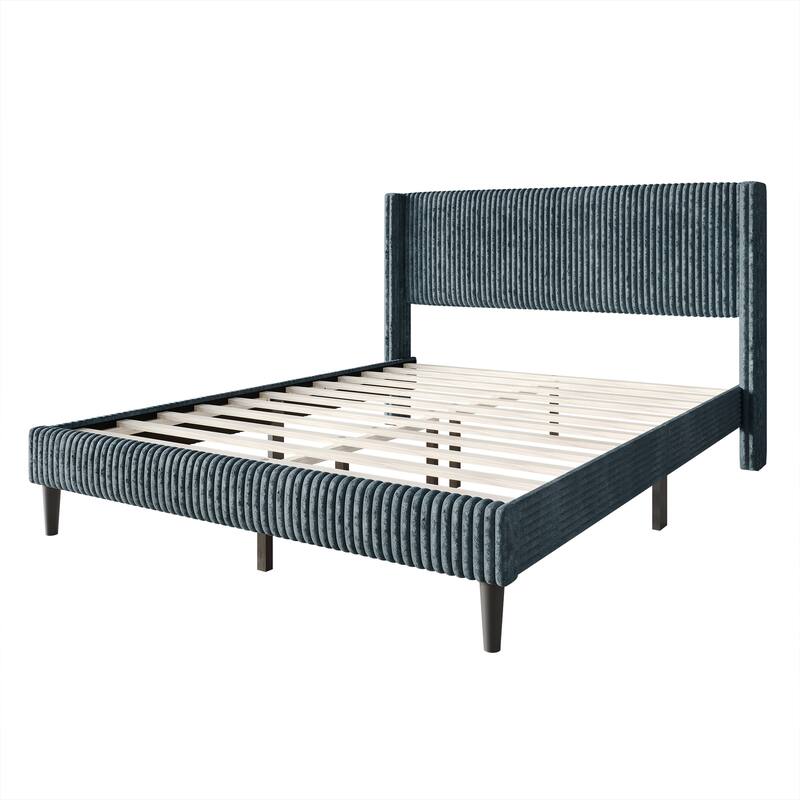 CraftPorch Modern Wingback Upholstered Velvet Bed