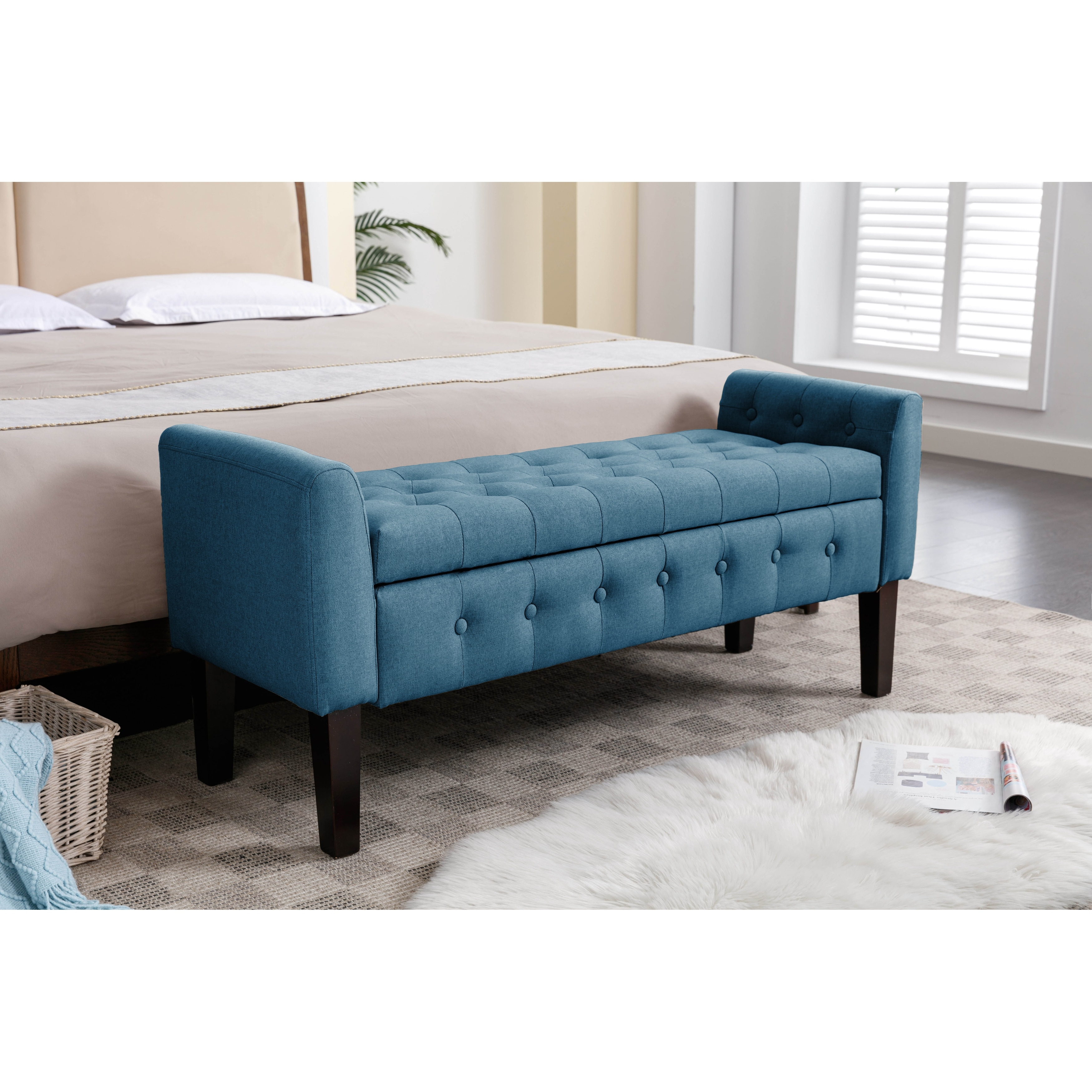 Throggs upholstered on sale storage bench