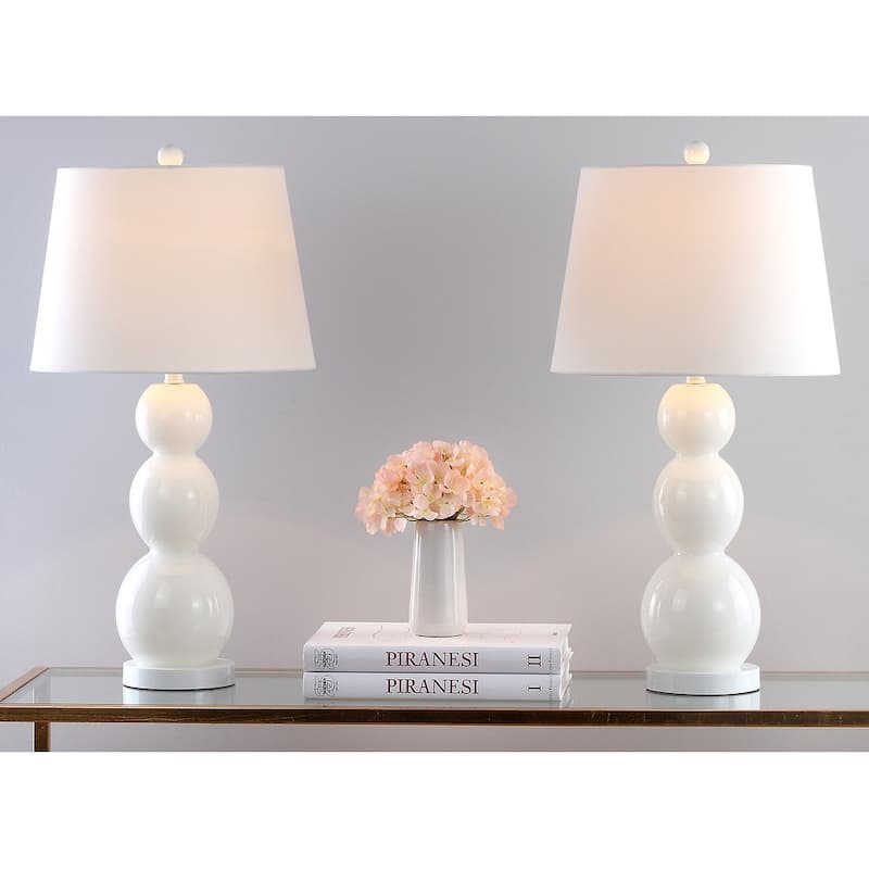 SAFAVIEH Lighting Natasha 28-inch Three Sphere Glass White Table Lamp (Set of 2) - 14"x14"x26.5" - 14Wx14Dx27H