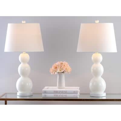 SAFAVIEH Lighting Natasha 28-inch Three Sphere Glass White Table Lamp (Set of 2) - 14"x14"x26.5" - 14Wx14Dx27H