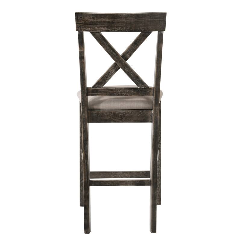 Tan and Weathered Grey Counter Height Stools with Cross Back (Set of 2) - Grey