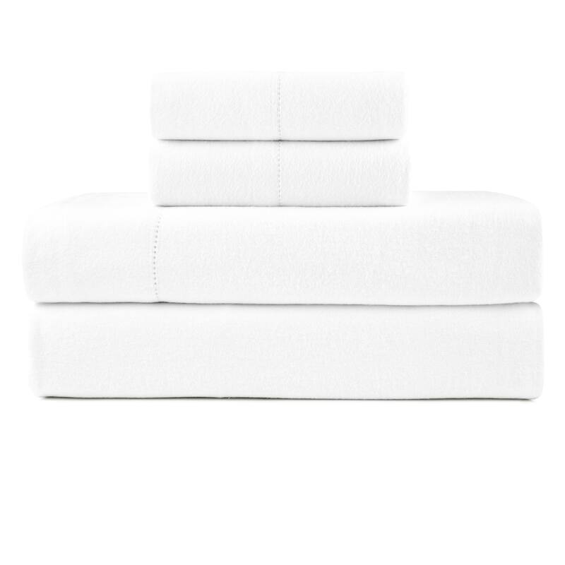Pointehaven Solid Cotton 180 GSM Deep Pocket Oversized Brushed Flannel Sheet Set