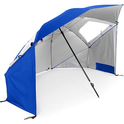 Super-Brella SPF 50+ Sun and Rain Canopy Umbrella for Camping, Beach and Sports Events (8-Foot, Blue)