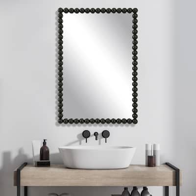 Iron Beaded Vanity Mirror - 30" - Black